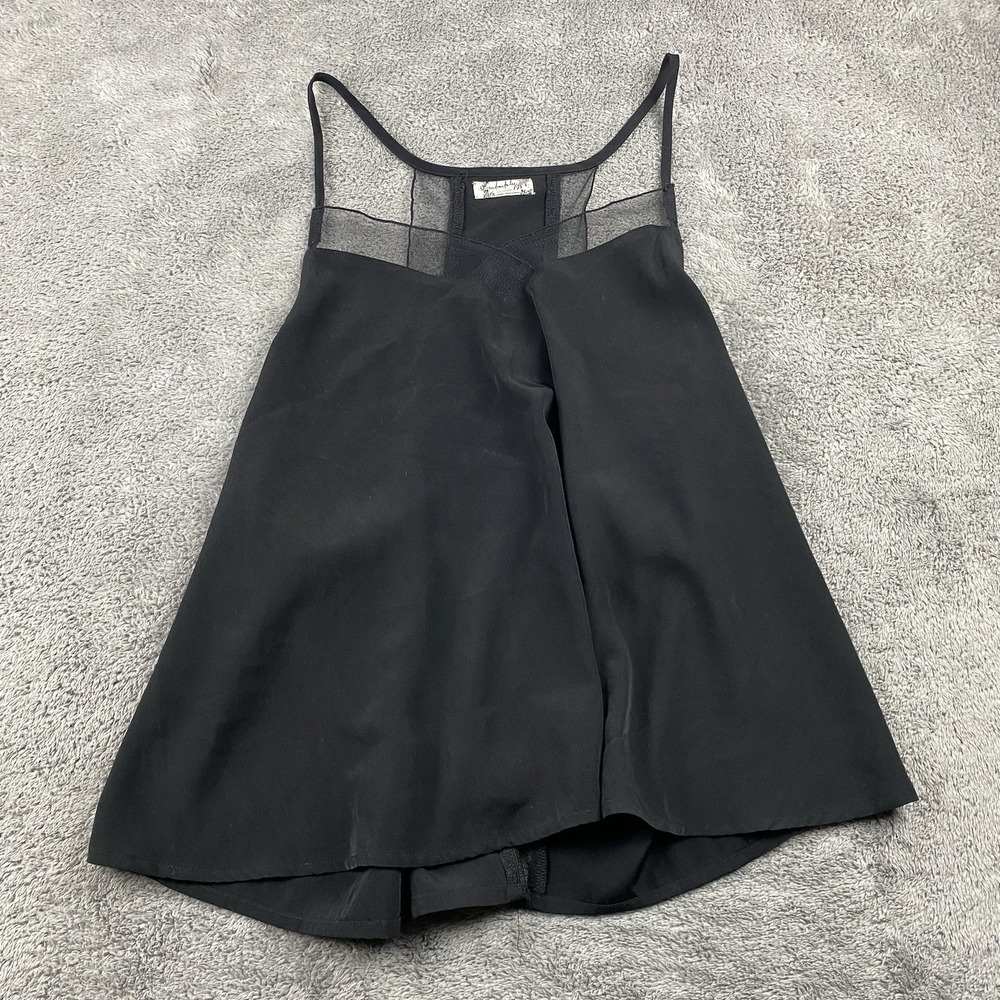 Free People Sheer Ruffle Hem Cami Tank Top Womens Small Black